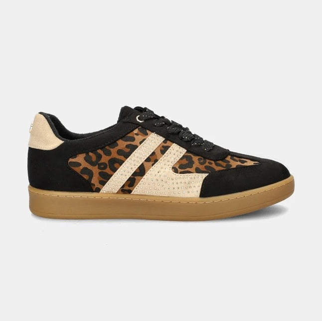 La Strada Sneakers Zwart Samba Leopard Strass