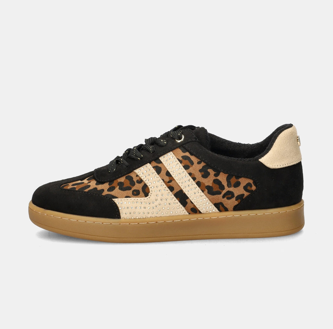 La Strada Sneakers Zwart Samba Leopard Strass