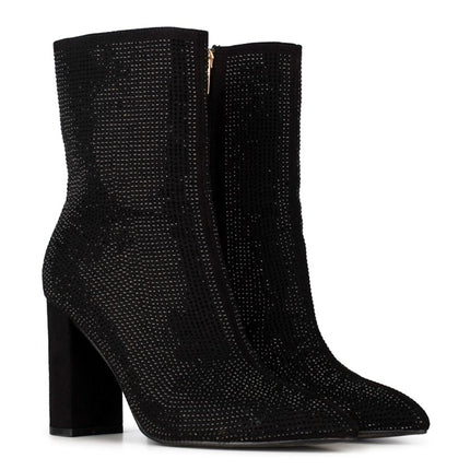 POSH by Poelman Enkellaarsjes Zwart Lauren Rhinestone