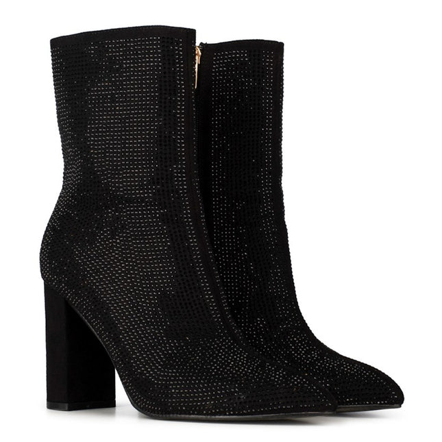 POSH by Poelman Enkellaarsjes Zwart Lauren Rhinestone