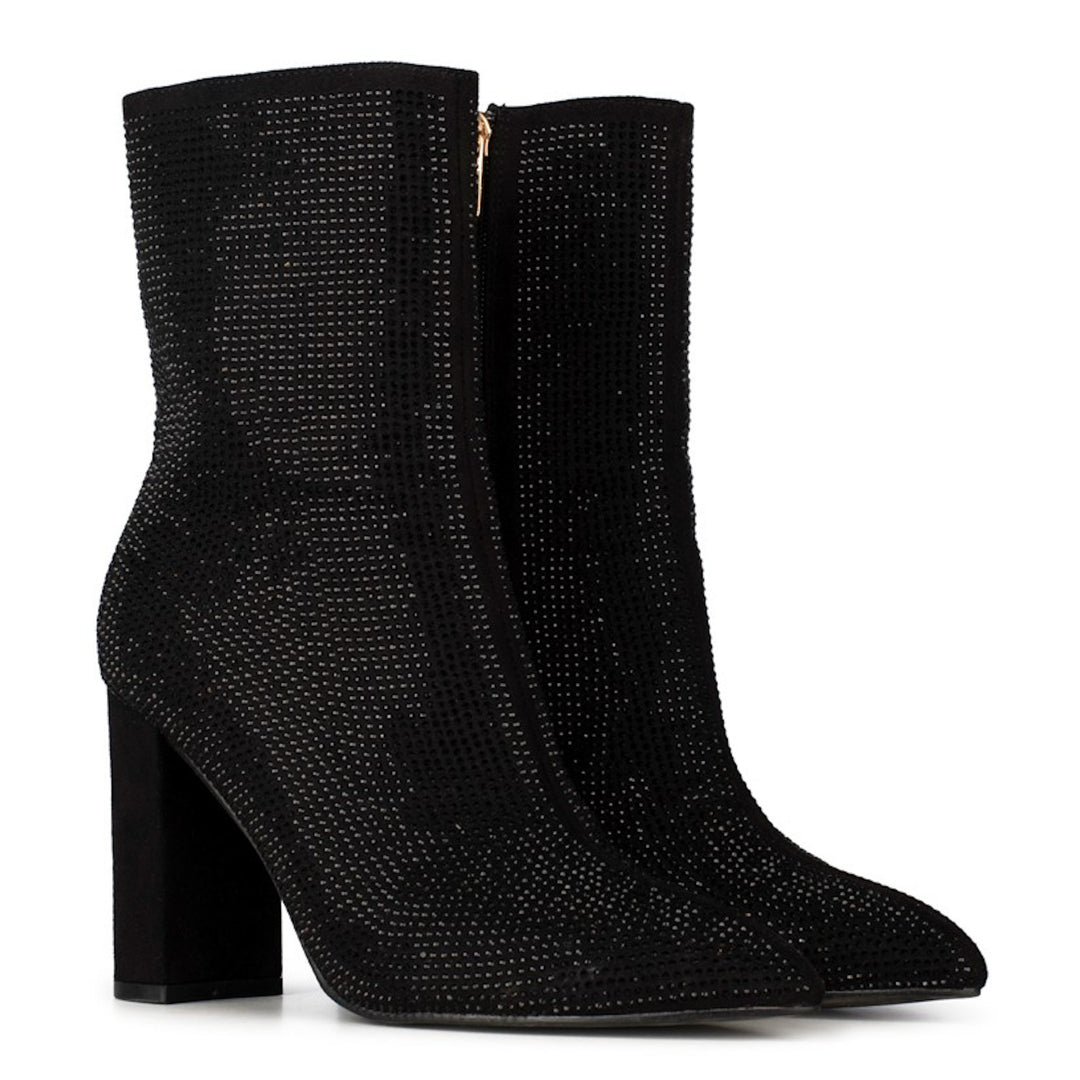POSH by Poelman Enkellaarsjes Zwart Lauren Rhinestone