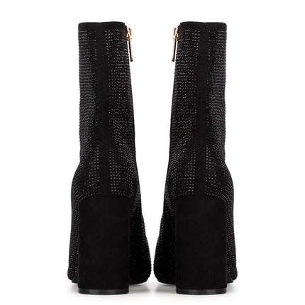 POSH by Poelman Enkellaarsjes Zwart Lauren Rhinestone