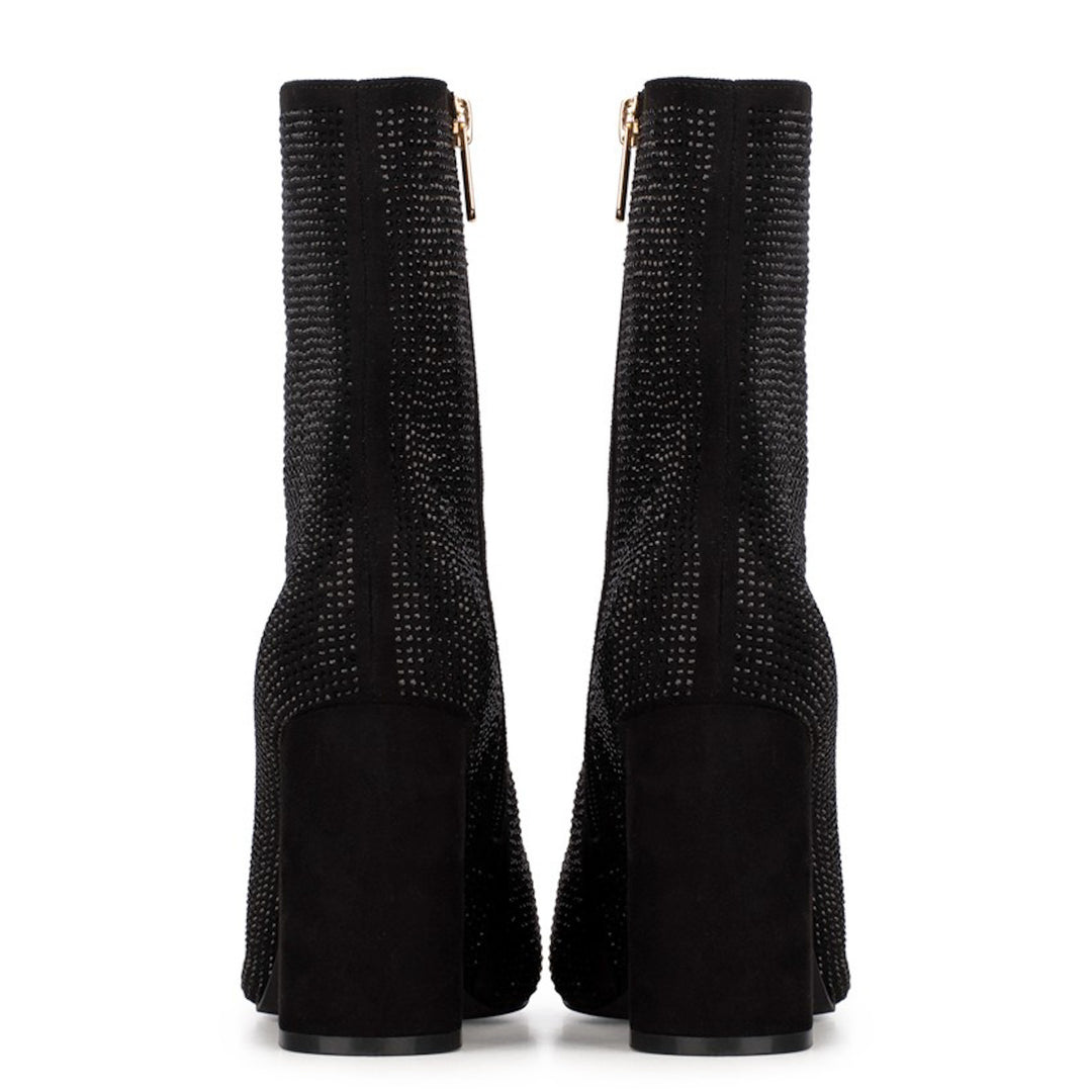 POSH by Poelman Enkellaarsjes Zwart Lauren Rhinestone