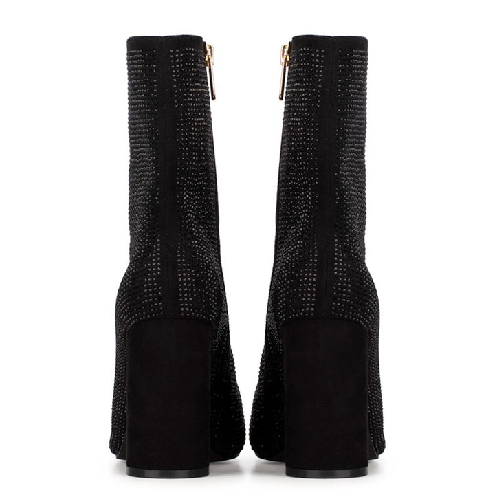POSH by Poelman Enkellaarsjes Zwart Lauren Rhinestone