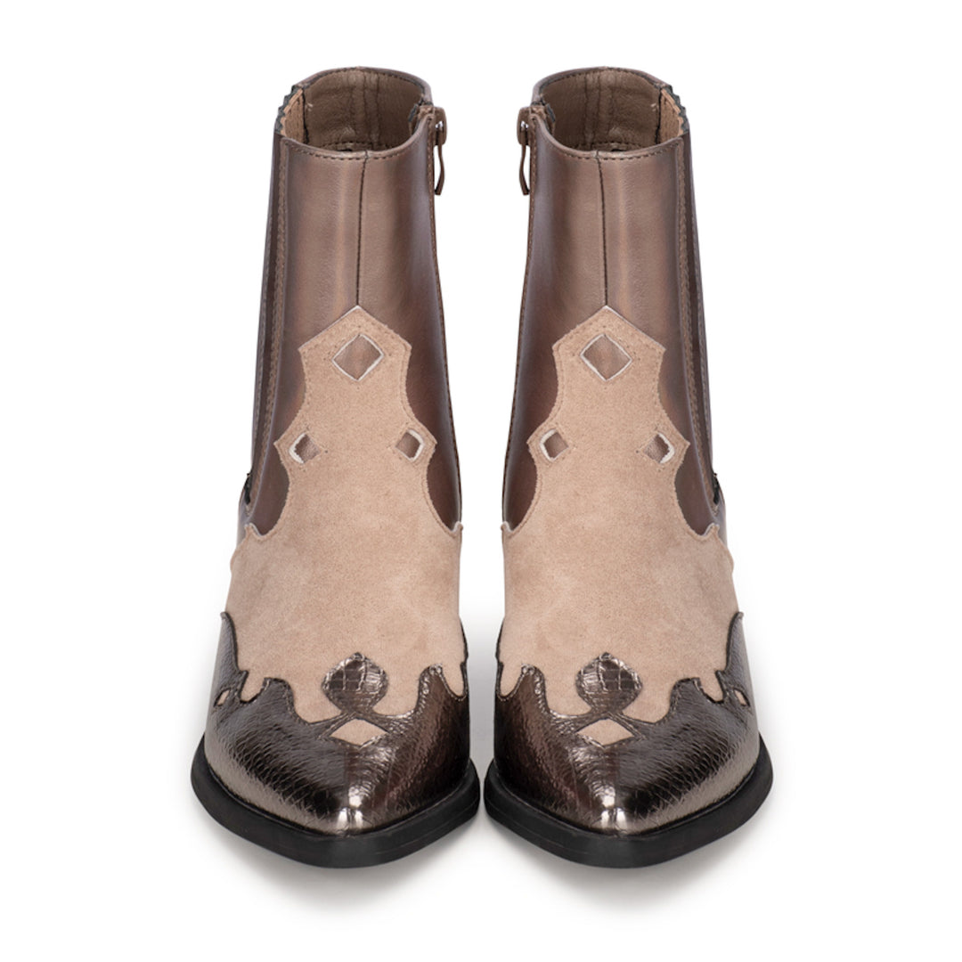 POSH by Poelman Enkellaarzen Roxi Bruin Korte Cowboy Boots