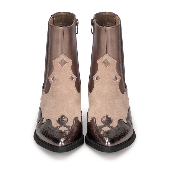 POSH by Poelman Enkellaarzen Roxi Bruin Korte Cowboy Boots