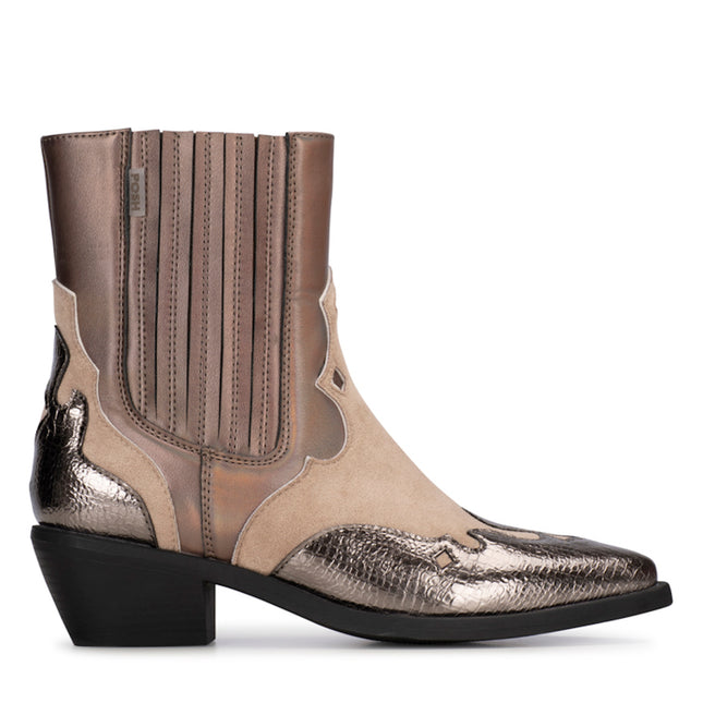 POSH by Poelman Enkellaarzen Roxi Bruin Korte Cowboy Boots