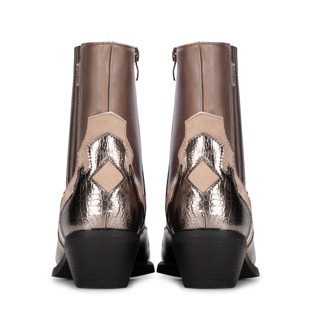 POSH by Poelman Enkellaarzen Roxi Bruin Korte Cowboy Boots