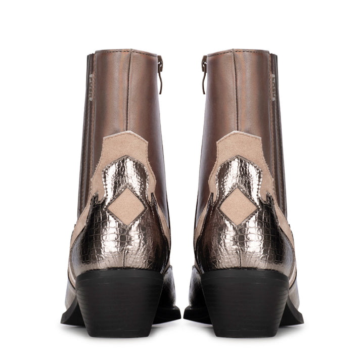 POSH by Poelman Enkellaarzen Roxi Bruin Korte Cowboy Boots