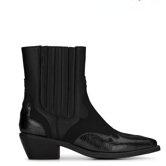 POSH by Poelman Enkellaarzen Roxi Zwart Korte Cowboy Boots