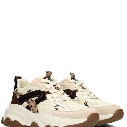 POSH by Poelman Sneakers Bruin GIGI Beige combi