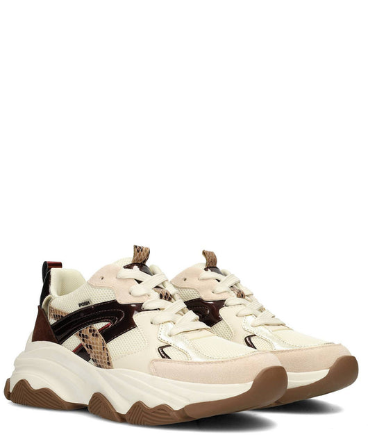 POSH by Poelman Sneakers Bruin GIGI Beige combi