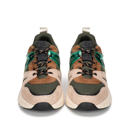 POSH by Poelman Sneakers Groen Carocel Beige Combi