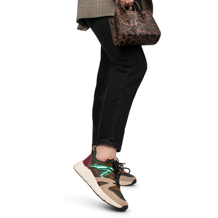 POSH by Poelman Sneakers Groen Carocel Beige Combi
