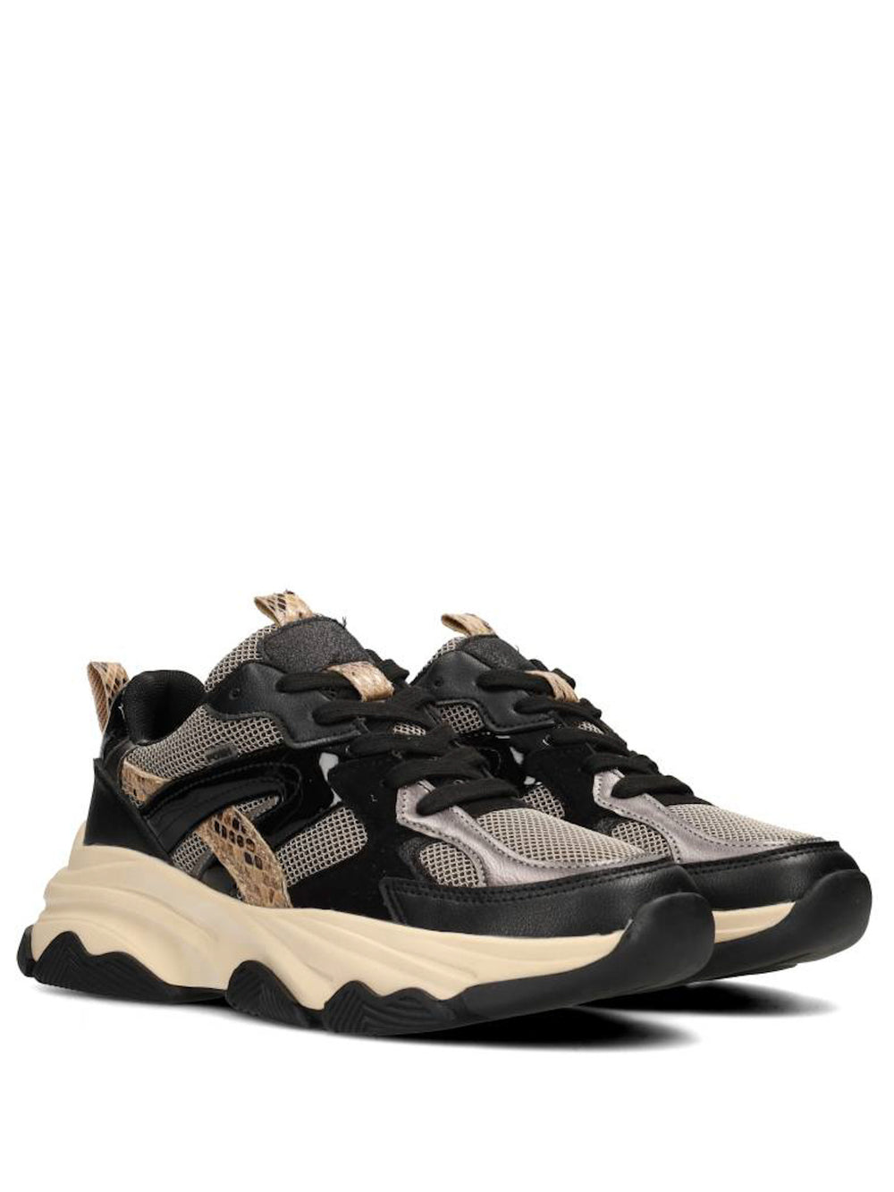 POSH by Poelman Sneakers Zwart GIGI Beige Combi