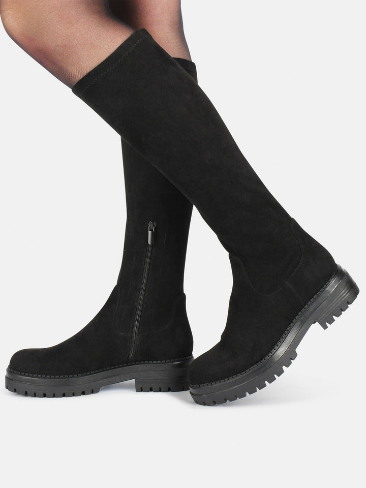 POSH by Poelman Stretch Laarzen Zwart Suedine Cybele Boots