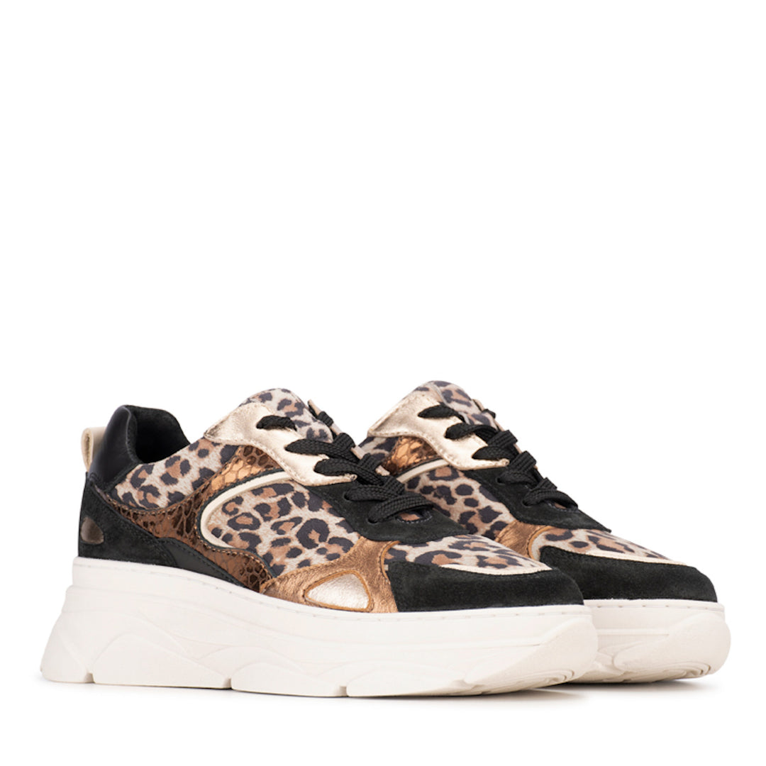 PS Poelman Sneakers Jana Zwart Leopard