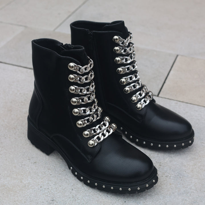 Smile Favorites Biker boots Ketting Zwart Zilver