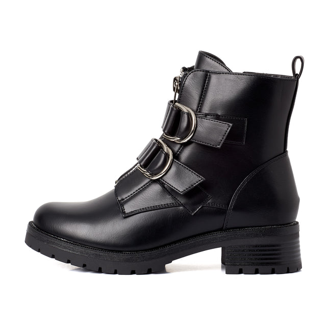 Smile Favorites Biker boots Zwart Dubbele Gesp