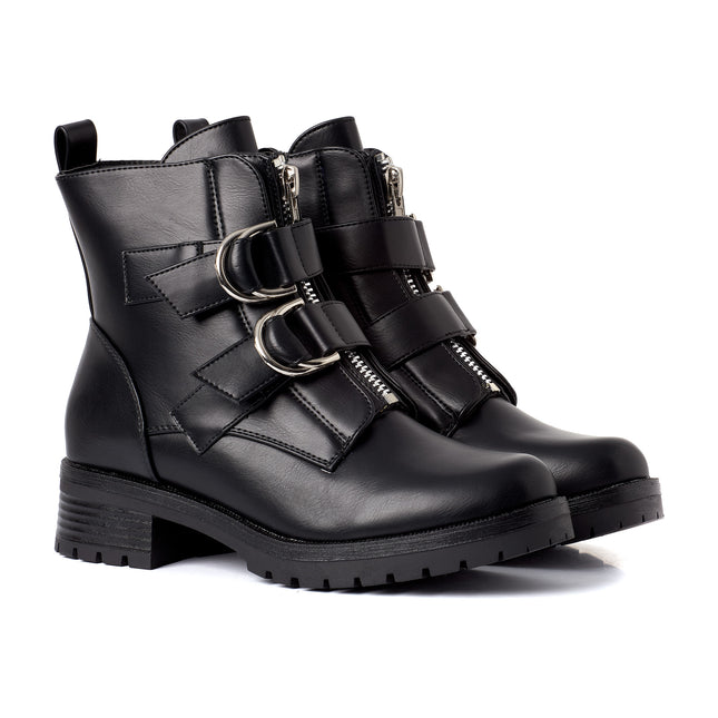 Smile Favorites Biker boots Zwart Dubbele Gesp