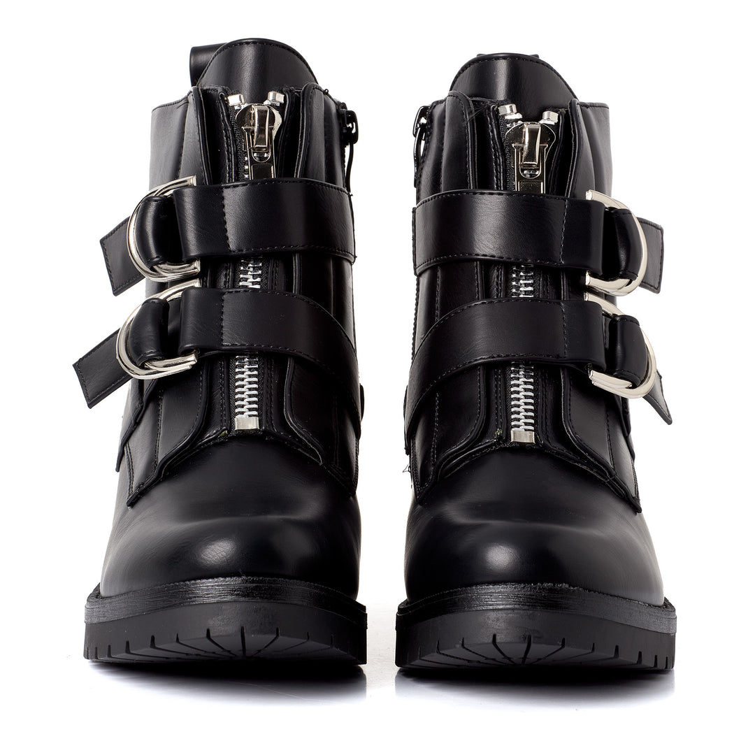 Smile Favorites Biker boots Zwart Dubbele Gesp