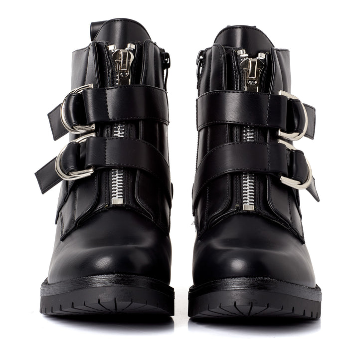 Smile Favorites Biker boots Zwart Dubbele Gesp