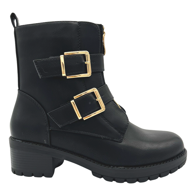 Smile Favorites Biker boots Zwart Gouden Gespen