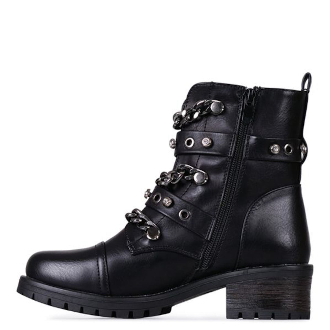 Smile Favorites Biker boots Zwart Ketting Gespen Zilver