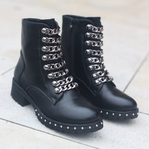 Smile Favorites Biker boots Zwart Ketting Grijs