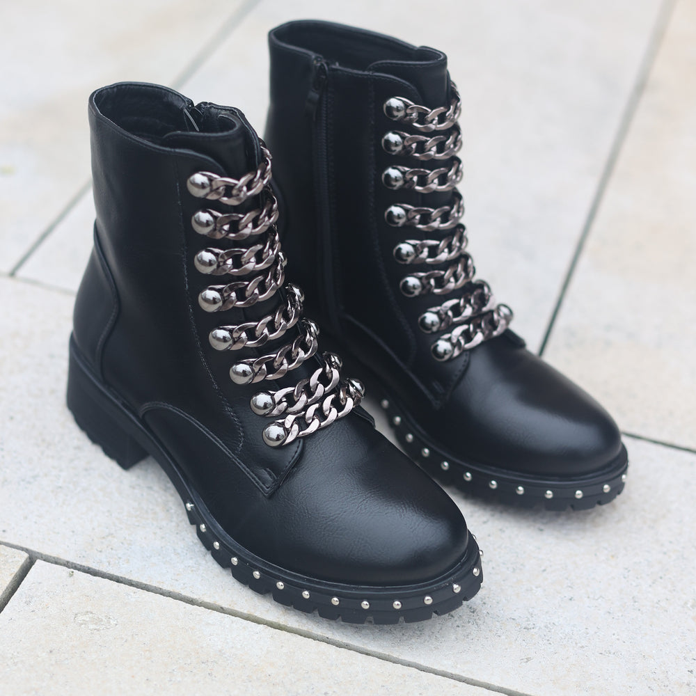 Smile Favorites Biker boots Zwart Ketting Grijs