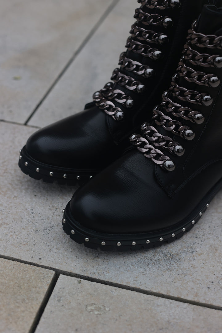 Smile Favorites Biker boots Zwart Ketting Grijs