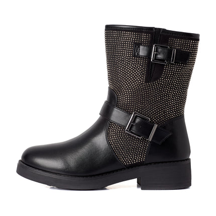 Smile Favorites Biker boots Zwart Strass Gespen