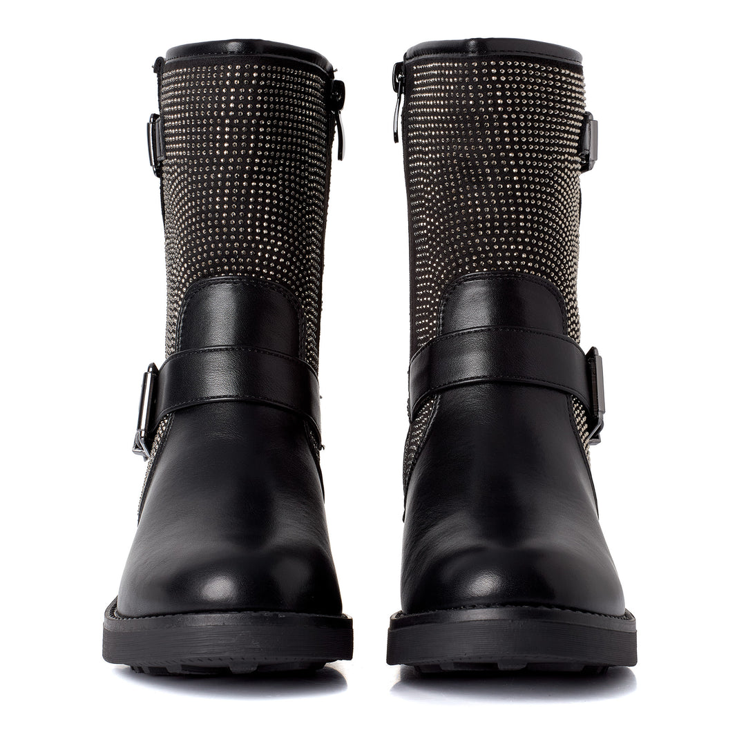 Smile Favorites Biker boots Zwart Strass Gespen