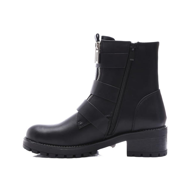 Smile Favorites Biker boots Zwart zilveren gespen en dubbele rits