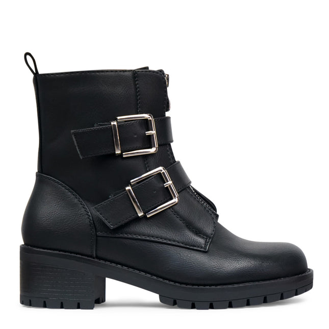 Smile Favorites Biker boots Zwart zilveren gespen