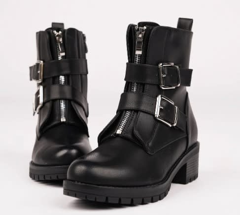 Smile Favorites Biker boots Zwart zilveren gespen