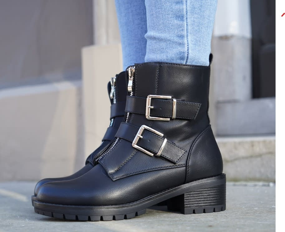 Smile Favorites Biker boots Zwart zilveren gespen