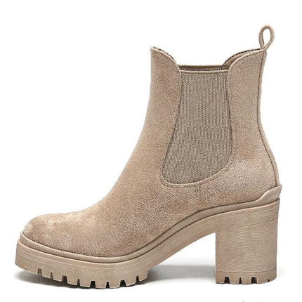 Smile Favorites Chelsea boots met hak Khaki Suedine