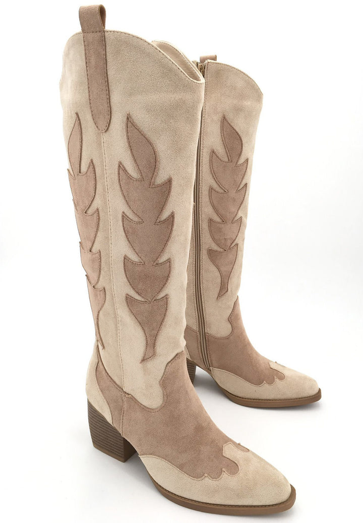 Smile Favorites Cowboylaarzen Beige Khaki hoog