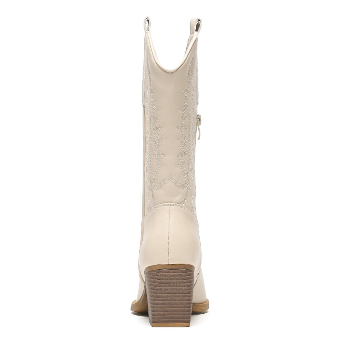 Smile Favorites Cowboylaarzen Beige leatherlook Stiksels