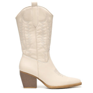 Smile Favorites Cowboylaarzen Beige leatherlook Stiksels