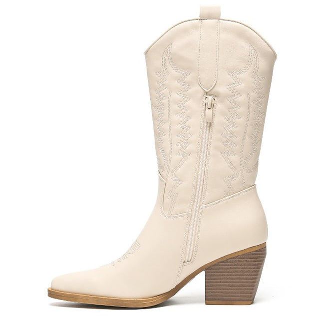 Smile Favorites Cowboylaarzen Beige leatherlook Stiksels