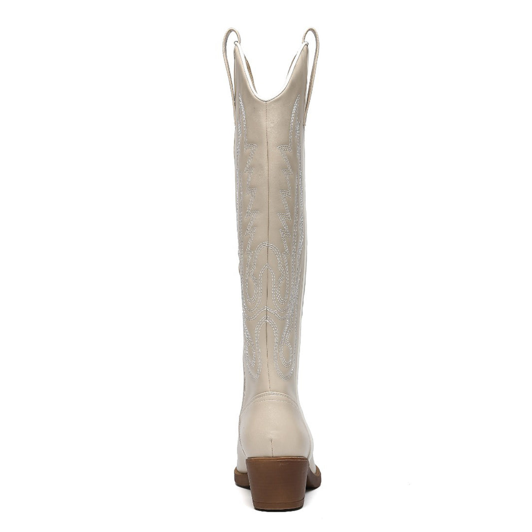 Smile Favorites Cowboylaarzen Beige met witte Stiksels Hoog