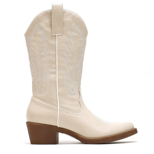 Smile Favorites Cowboylaarzen Beige met witte Stiksels
