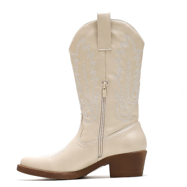 Smile Favorites Cowboylaarzen Beige met witte Stiksels