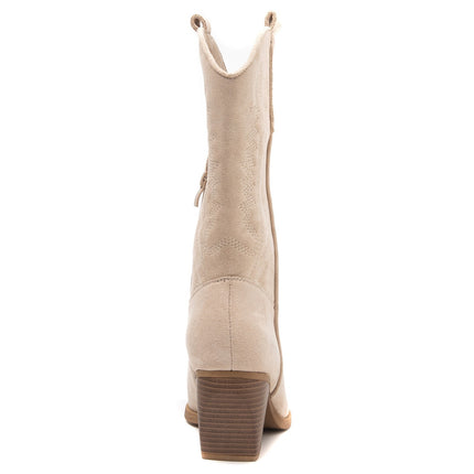 Smile Favorites Cowboylaarzen Beige Suedine Stiksels