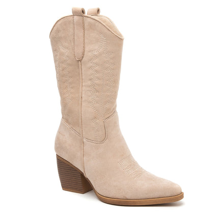 Smile Favorites Cowboylaarzen Beige Suedine Stiksels