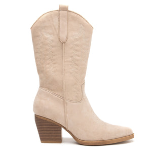 Smile Favorites Cowboylaarzen Beige Suedine Stiksels
