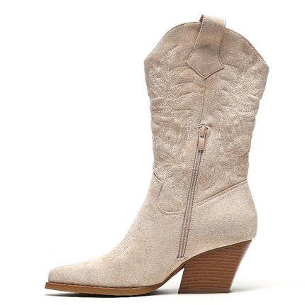Smile Favorites Cowboylaarzen Beige Suedine Stiksels
