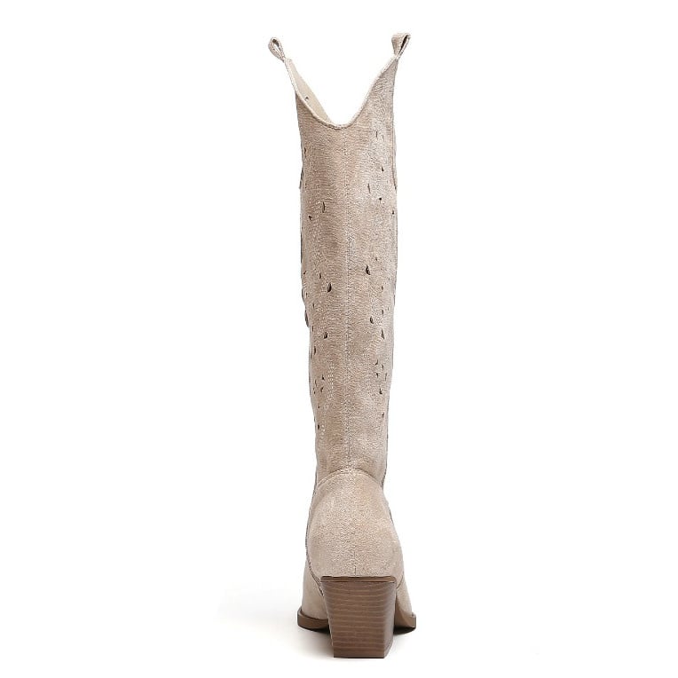 Smile Favorites Cowboylaarzen Beige Suedine Western Hoog